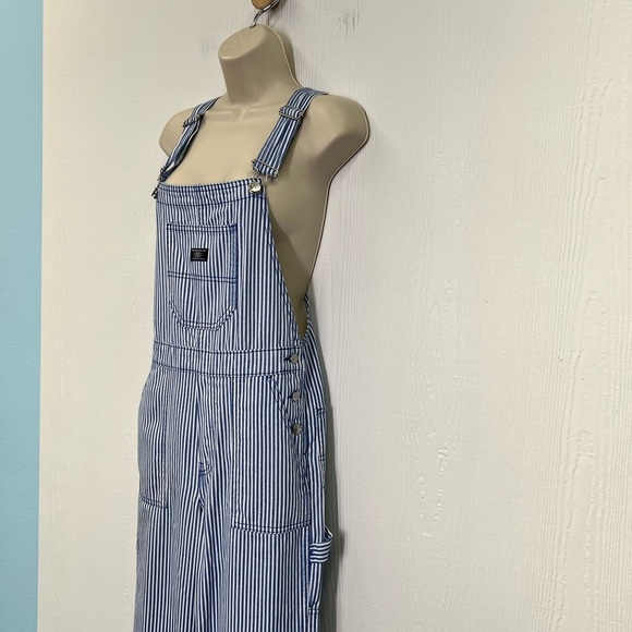 H&M - NWT Twill Dungarees Blue And White Stripe Adjustable Strap Overalls XXS - Picture 6 of 13